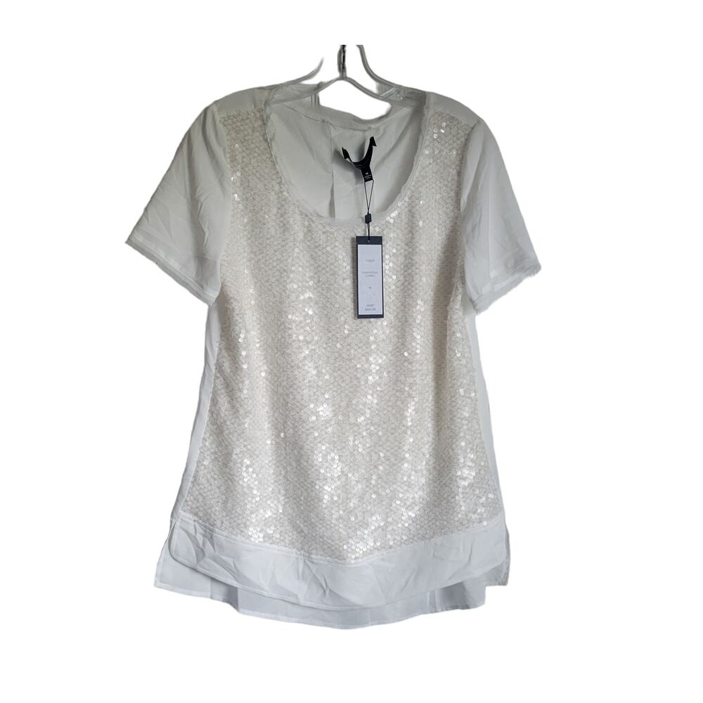 Hilton Hollis Designer Top Medium Ivory Sequin Whimsical Fairy Style NWT